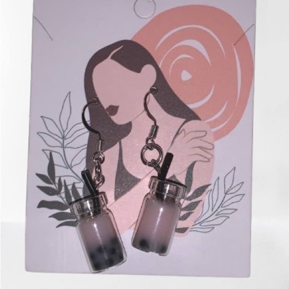 Pink Bubble‎ Tea Earrings